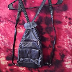 Stylish Black Leather Backpack